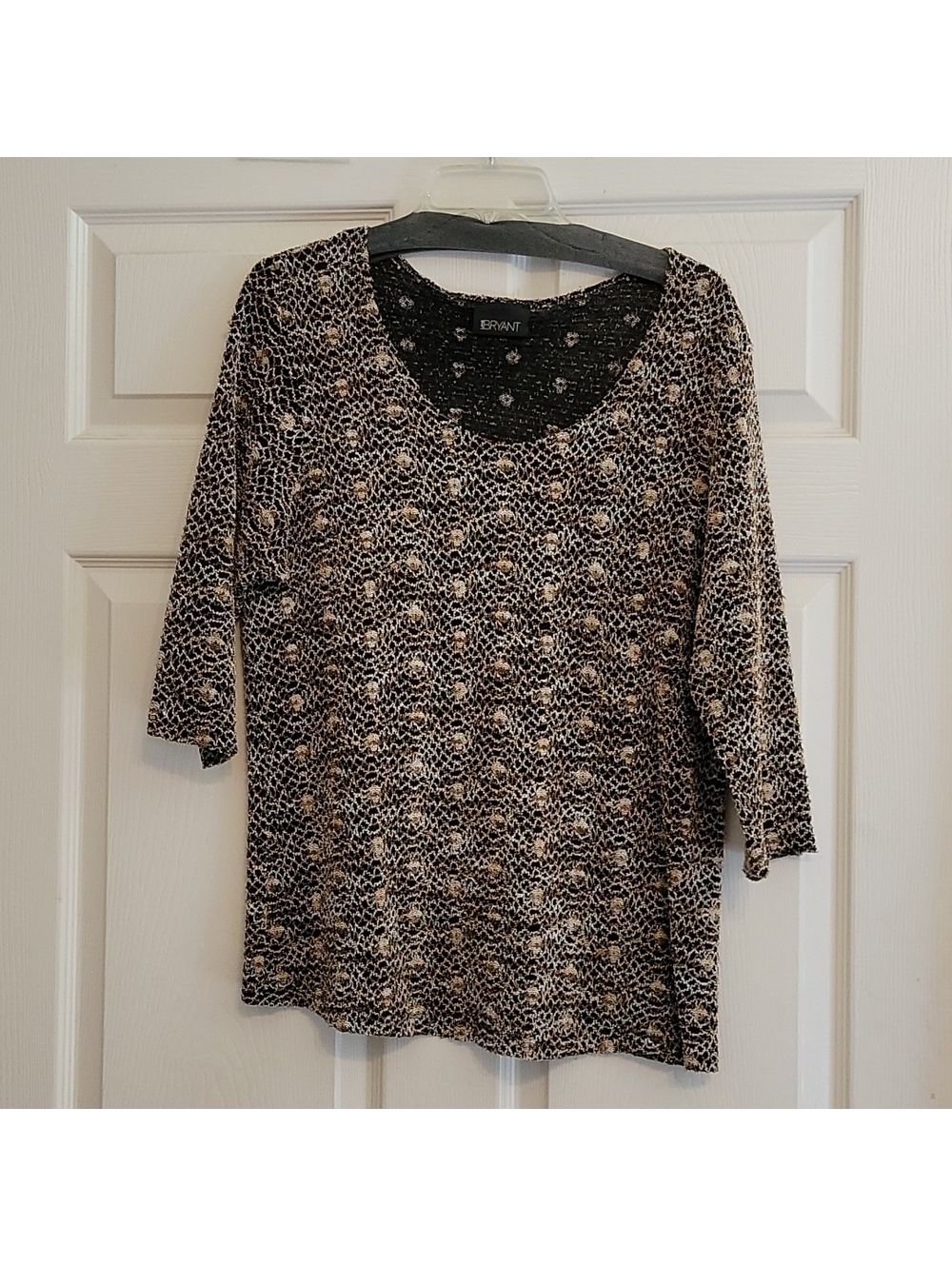 Lane Bryant Women's Brown and Black Knitted Appearance Blouse